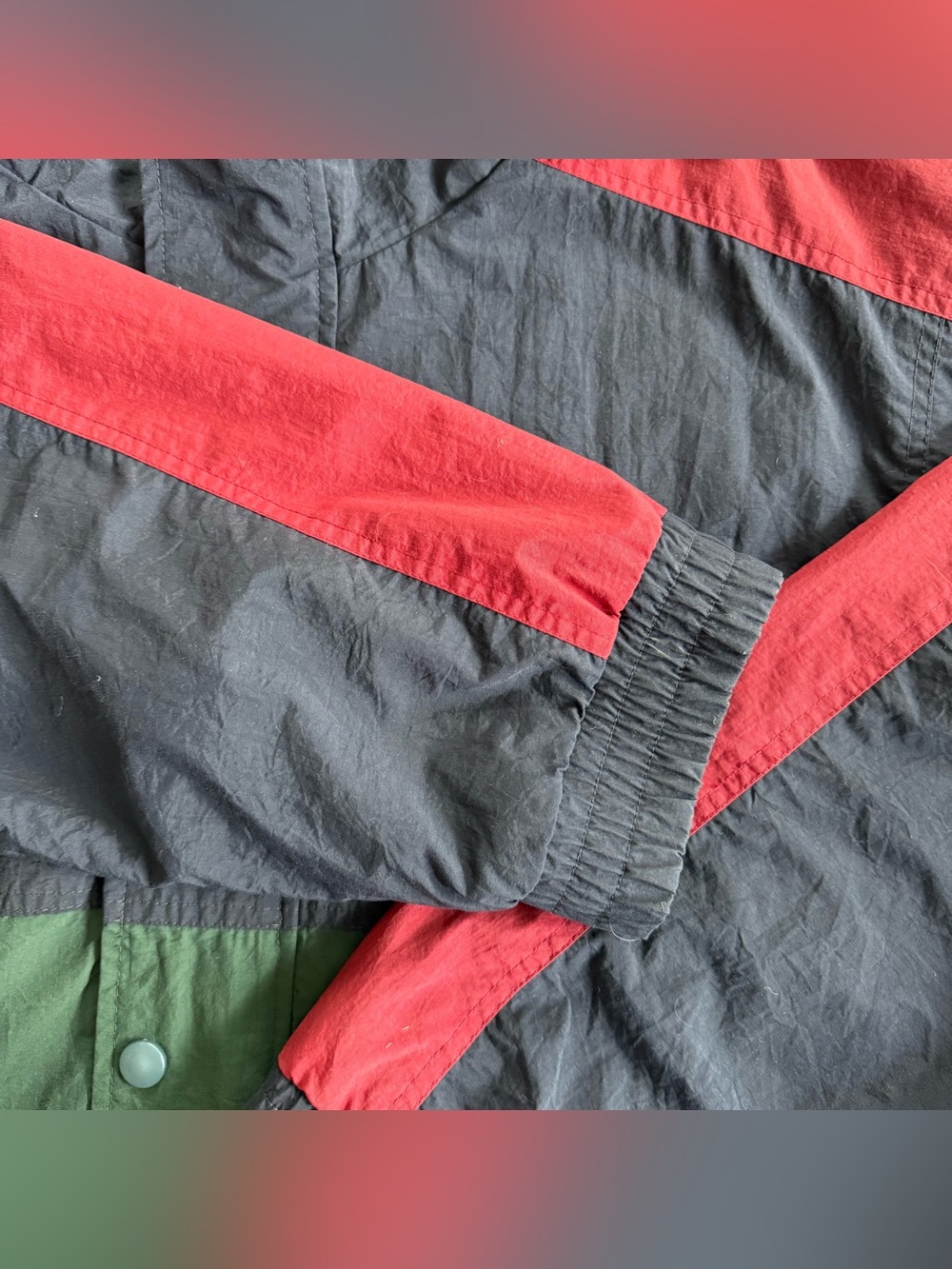 💀 SOLD 💀 Vintage 80s Izod Colorblock Lightweight Hooded Jacket ~ Size XL - Picture 9 of 9